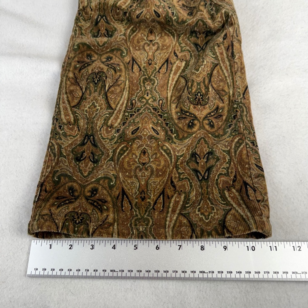Jones New York Sport Womens 18W Paisley Corduroy Bootcut Pants Brown Earthy Boho - Picture 6 of 7